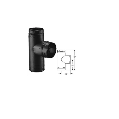 Duravent 3PVL-TB PelletVent Single Tee w/Clean-out Tee Cap - Black