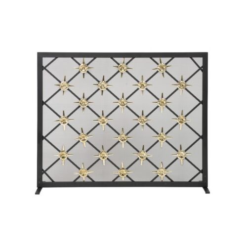 Dagan Panel Screen-Blk Pol.Brass