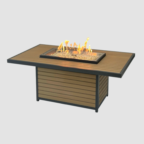 The Outdoor GreatRoom Company Brooks Rectangular Gas Fire Pit Table - Light Tan - 12" x 24" Manual Ignition