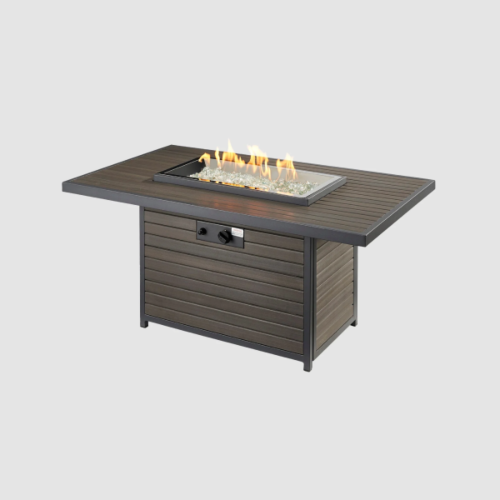 The Outdoor GreatRoom Company Brooks Rectangular Gas Fire Pit Table - 12" x 24" Manual Ignition