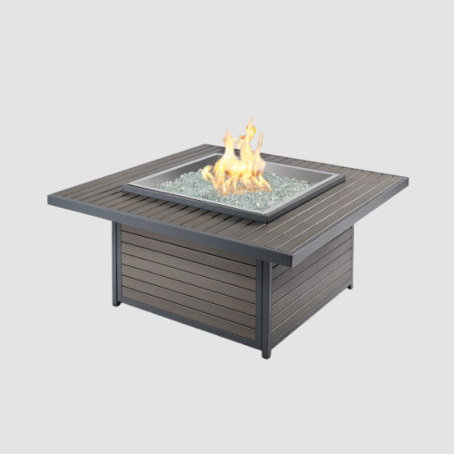 The Outdoor GreatRoom Company Brooks Square Gas Fire Pit Table - Taupe - 24" x 24" Manual Ignition
