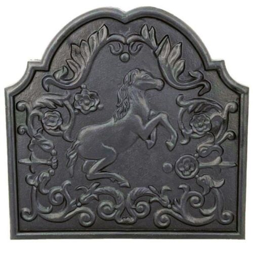 Horse Fireback - Black Cast Iron (15" H x 15-1/2" W x 3/4" THICK)