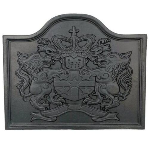 Lion Fireback - Black Cast Iron (18" H x 22" W x 3/4" THICK)