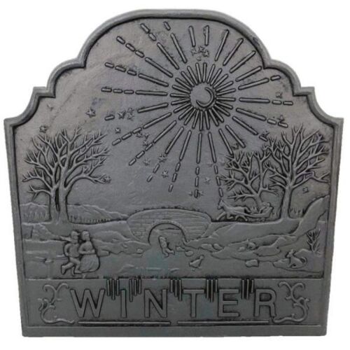 Winter Fireback - Black Cast Iron (20-3/4" H x 20-3/4" W x 3/4" THICK)