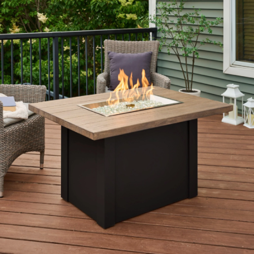 The Outdoor GreatRoom Company Havenwood with Driftwood Everblend top and Luverne Black base - 12" x 24" Manual Ignition