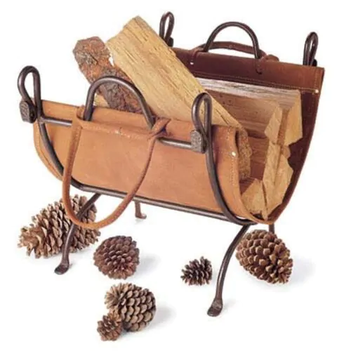 Pilgrim Folding Indoor Firewood Rack with Carrier Burnished Bronze main