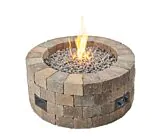 The Outdoor GreatRoom Company Bronson Block Round Gas Fire Pit Kit Manual Ignition