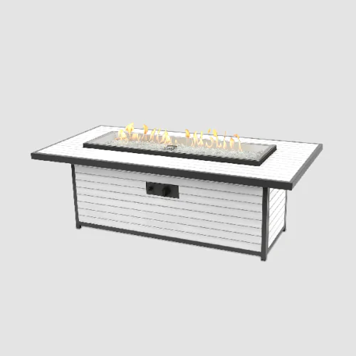 The Outdoor GreatRoom Company Brooks Linear Gas Fire Pit Table - White - 12" x 42" Manual Ignition