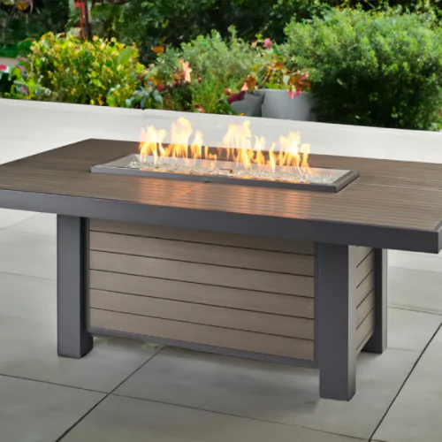 The Outdoor GreatRoom Company Brooks Dining Gas Fire Pit Table - Taupe - 12" x 42" Manual Ignition