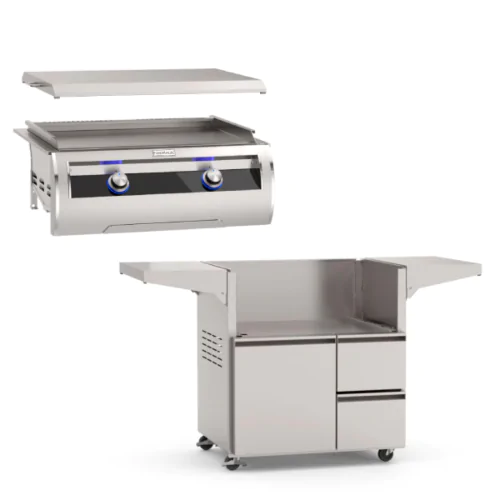 Fire Magic Echelon Diamond E660i Black Glass Built-In Gourmet Griddle w/ Stainless Steel Cover