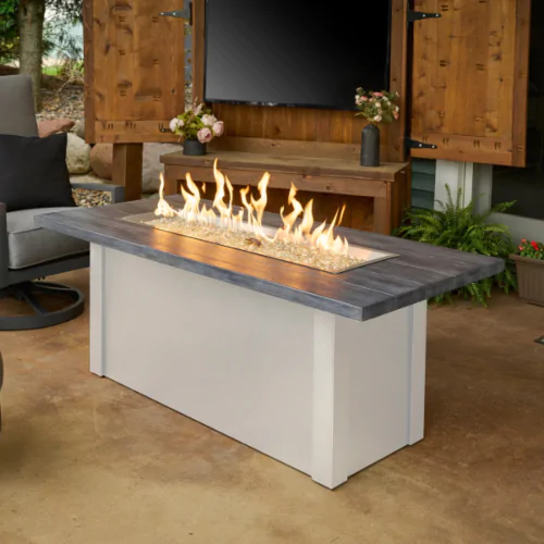 The Outdoor GreatRoom Company Havenwood with Carbon grey Everblend top and White base - 12" x 42" (Direct Spark Ignition NG/LP)