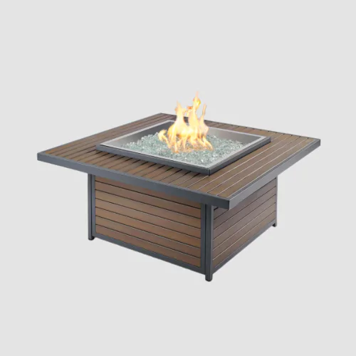 The Outdoor GreatRoom Company Kenwood Square Gas Fire Pit Table - Umber Brown - 24" x 24" Manual Ignition